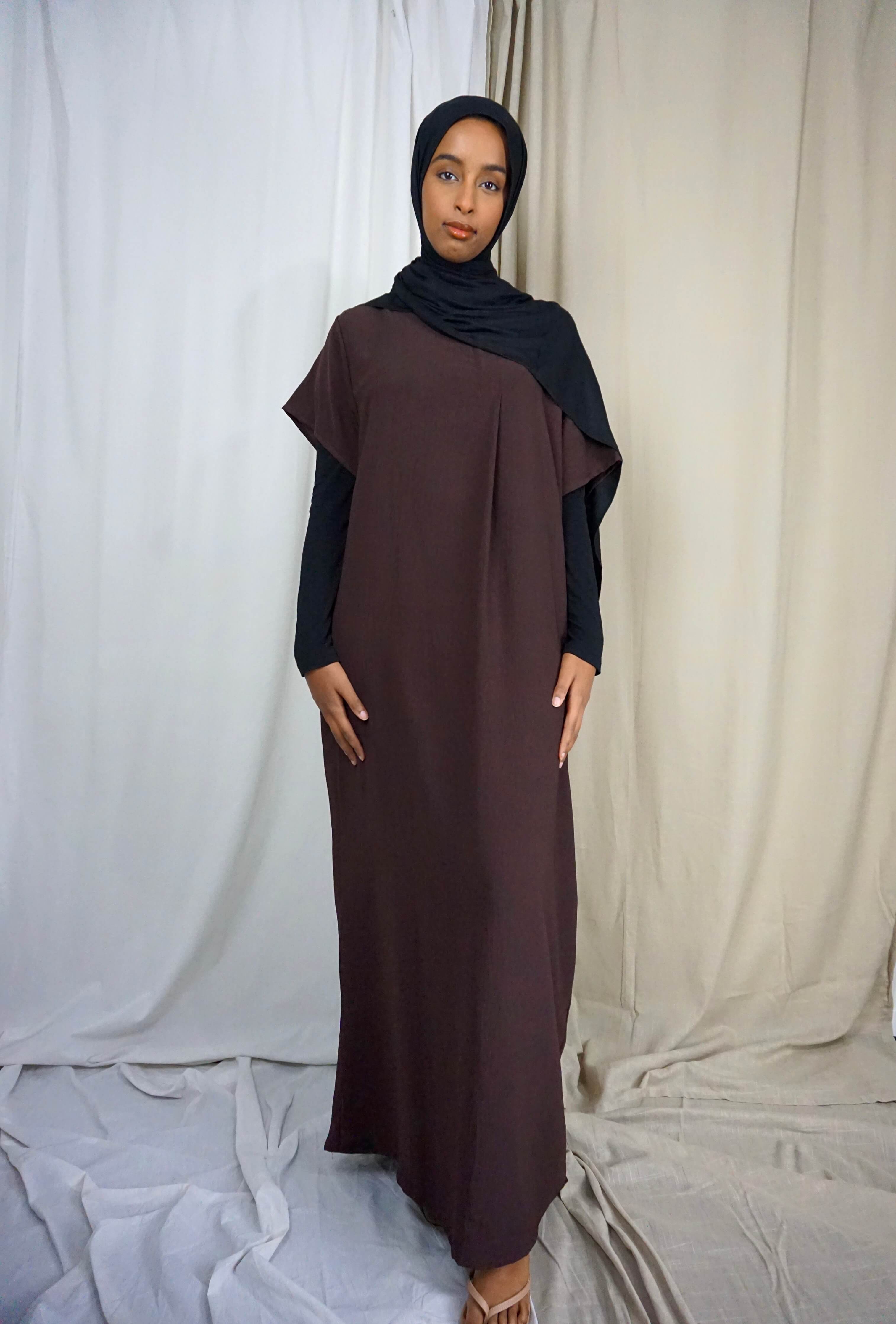 Short sleeve maxi dress in Dark Chocolate