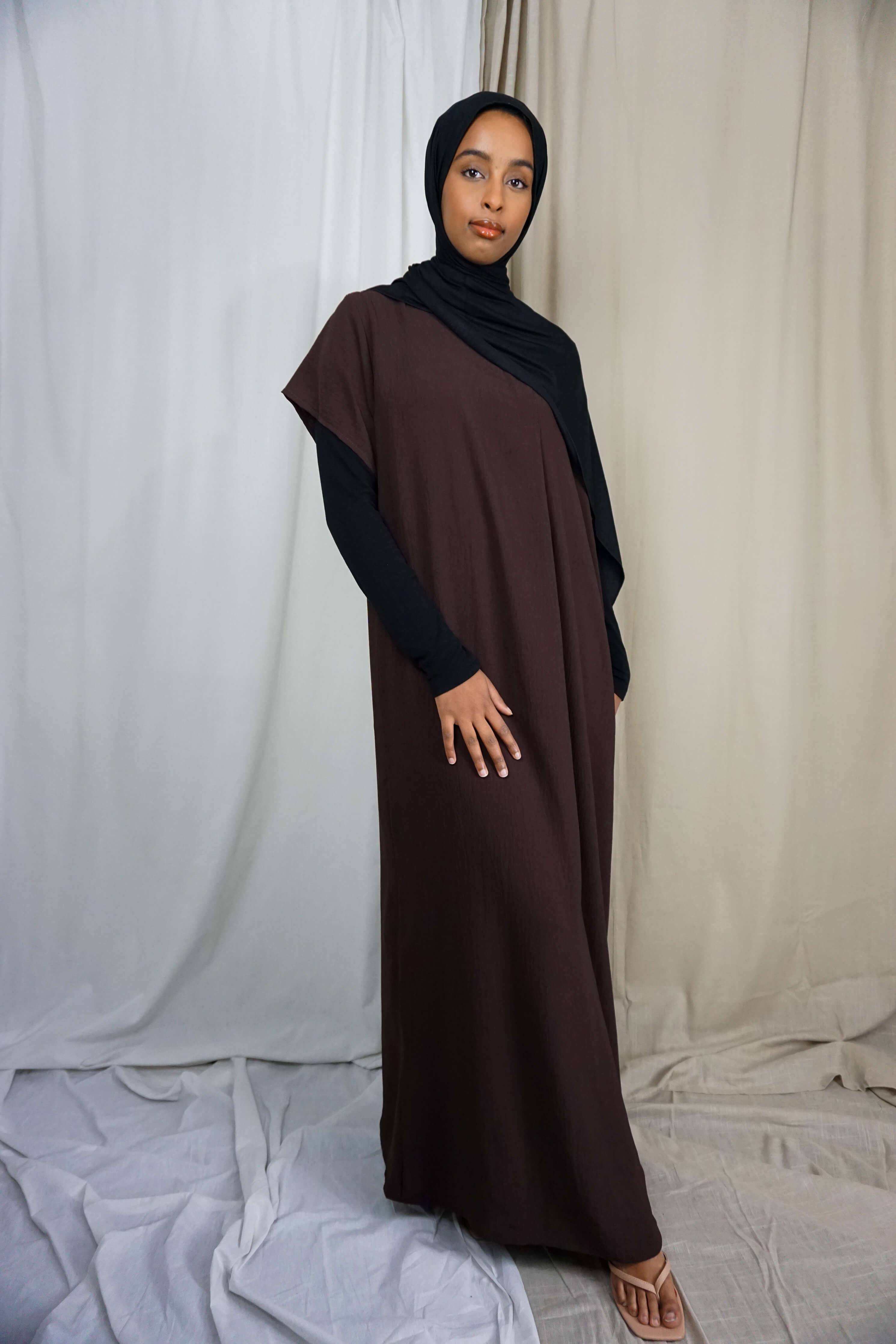 Short sleeve maxi dress in Dark Chocolate