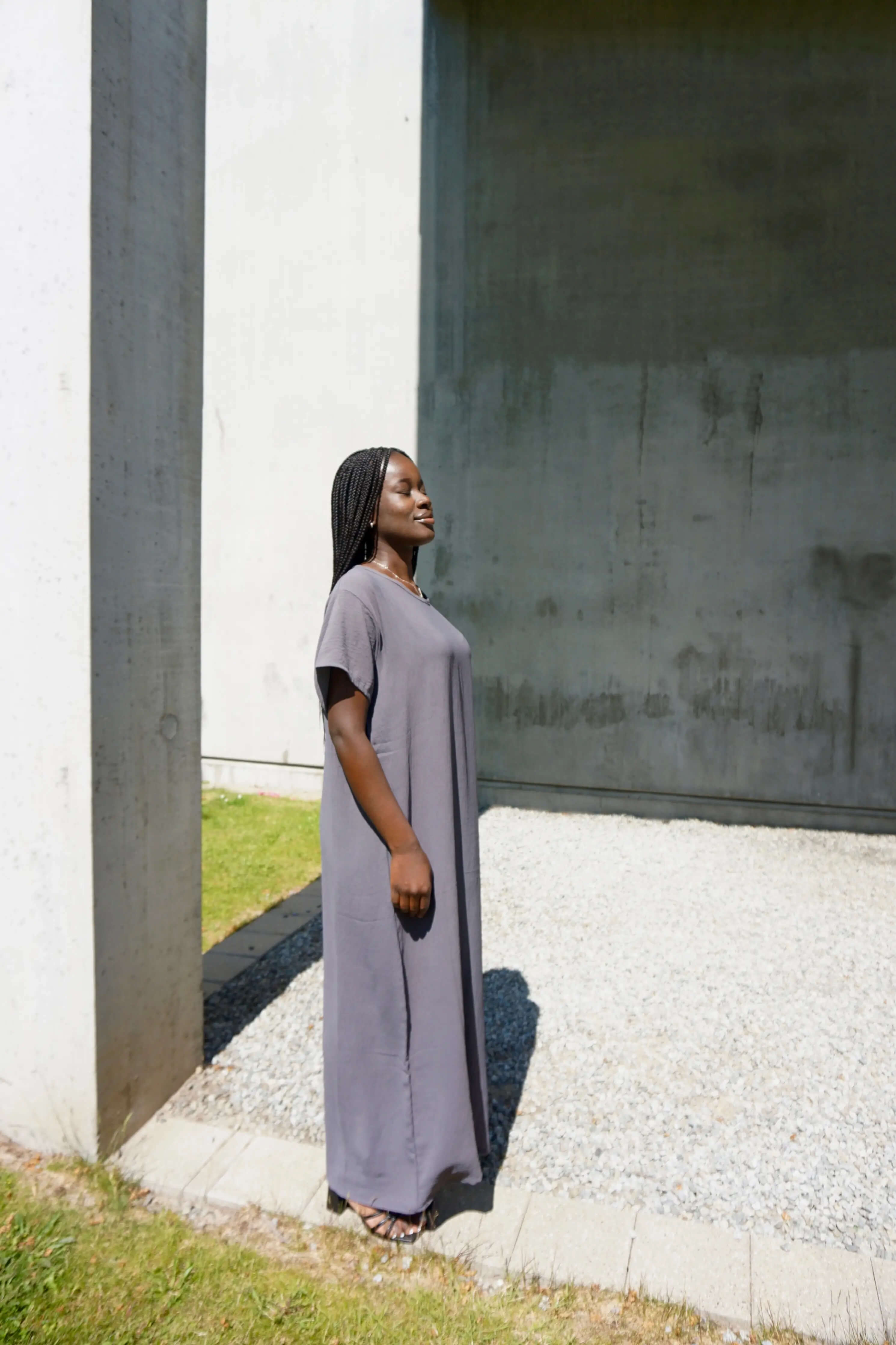 Short sleeve maxi dress in Grey