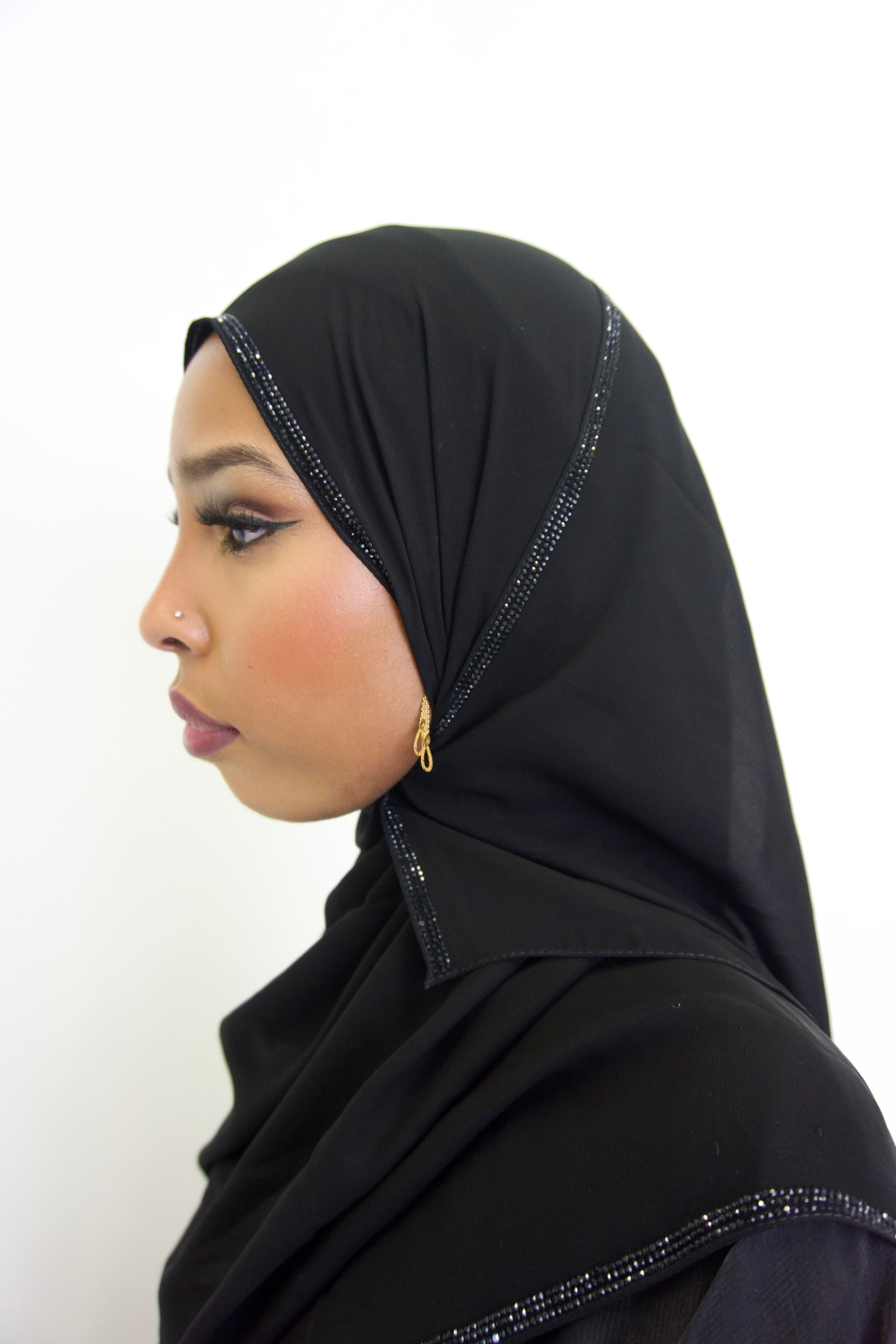Black Rhinestone Hijab