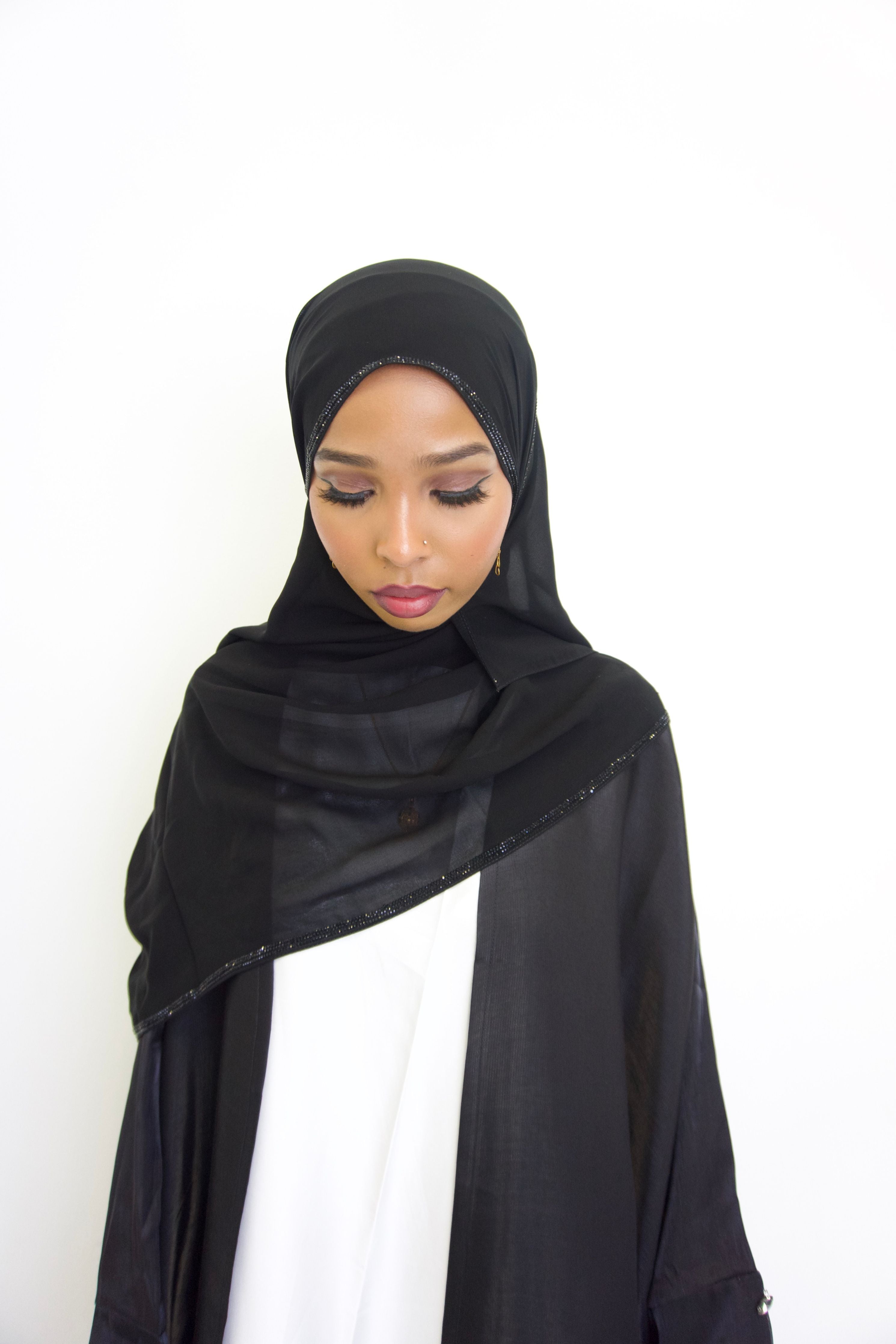 Black Rhinestone Hijab