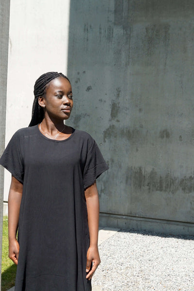 Black short sleeve maxi sale dress